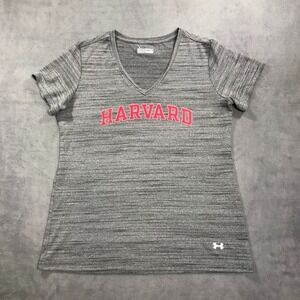 Harvard Under Armour Shirt Women's Medium Grey Heather Performance Tee V Neck